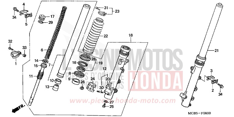 FRONT FORK for Transalp 650 MOODY BLUE METALLIC (PB296) from 2002